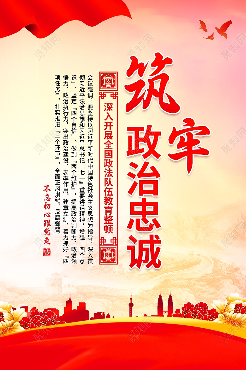 红色大气深入开展全国第二批政法队伍教育整顿宣传展板套图