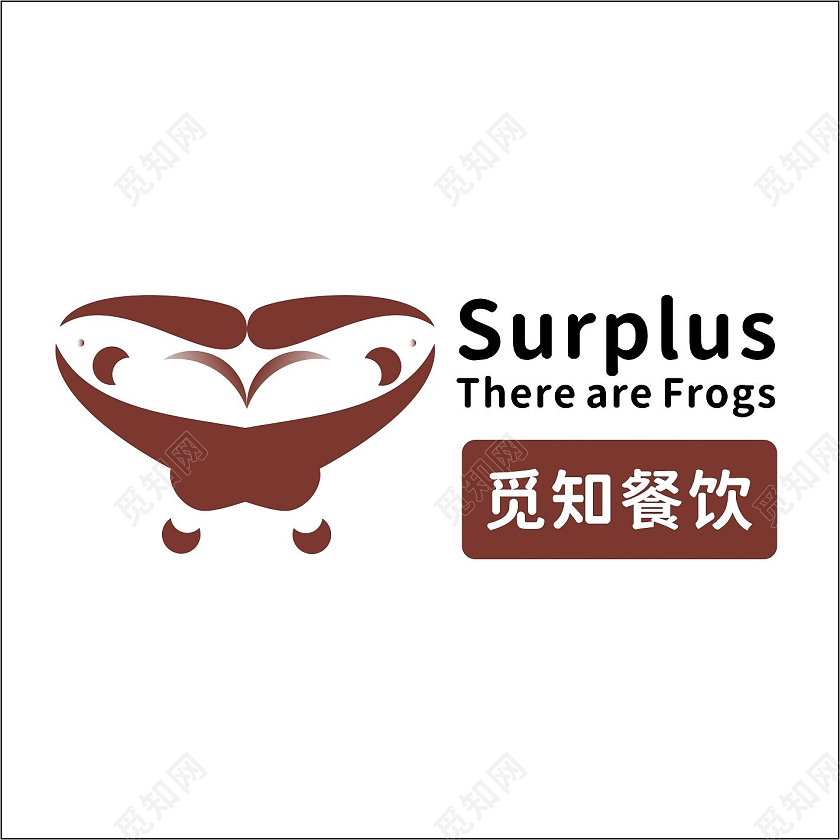 红色简约图形觅知餐饮有鱼有蛙餐厅logo餐饮logo