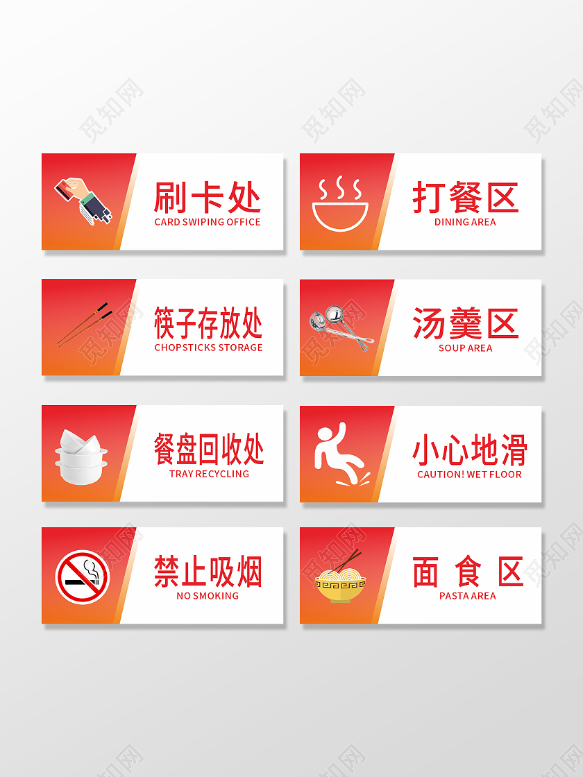 红色厨房标识厨房标语标识牌厨房提示牌