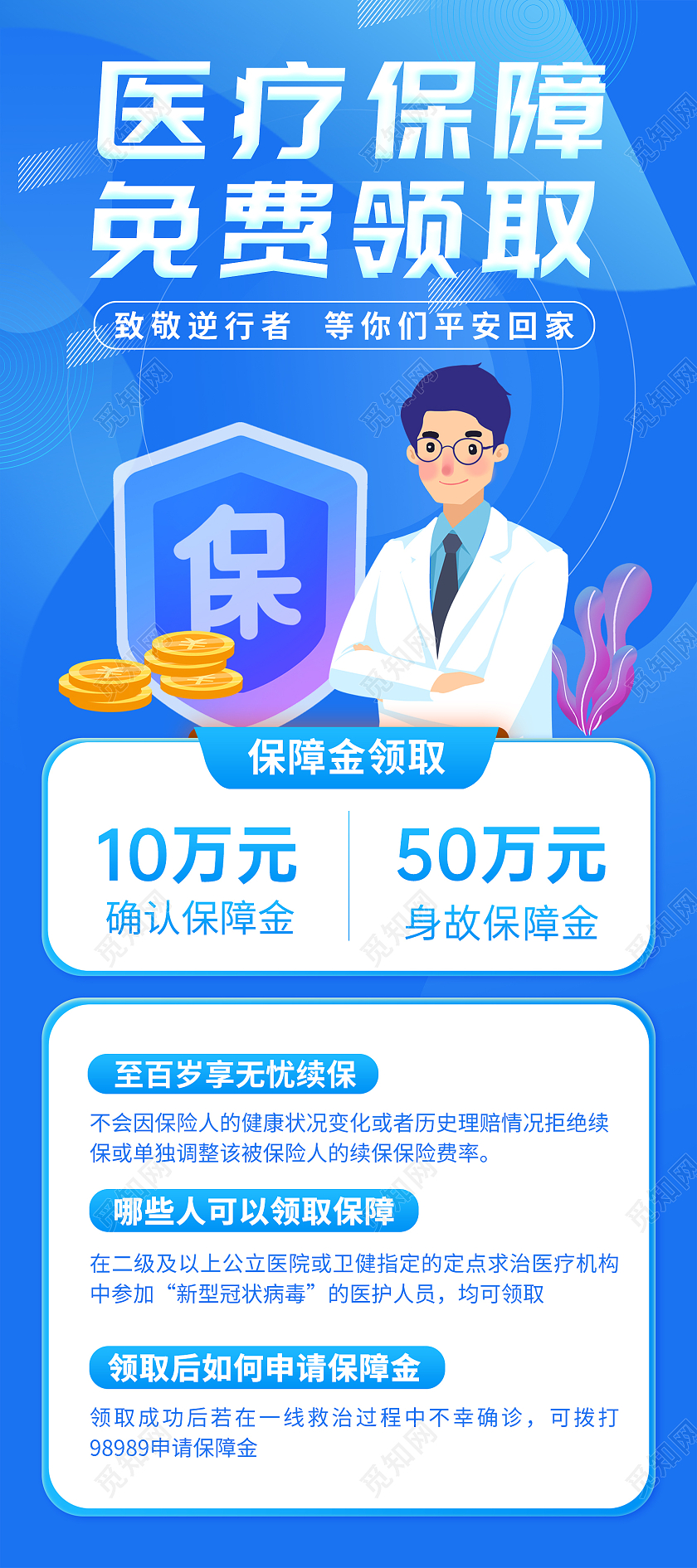 蓝色医疗保障医疗保险宣传x展架