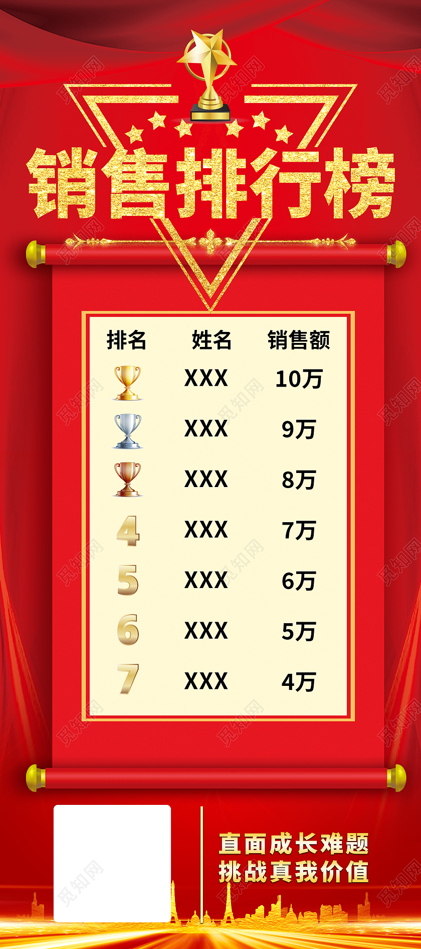 简约大气红色系销售排行榜展架宣传展架