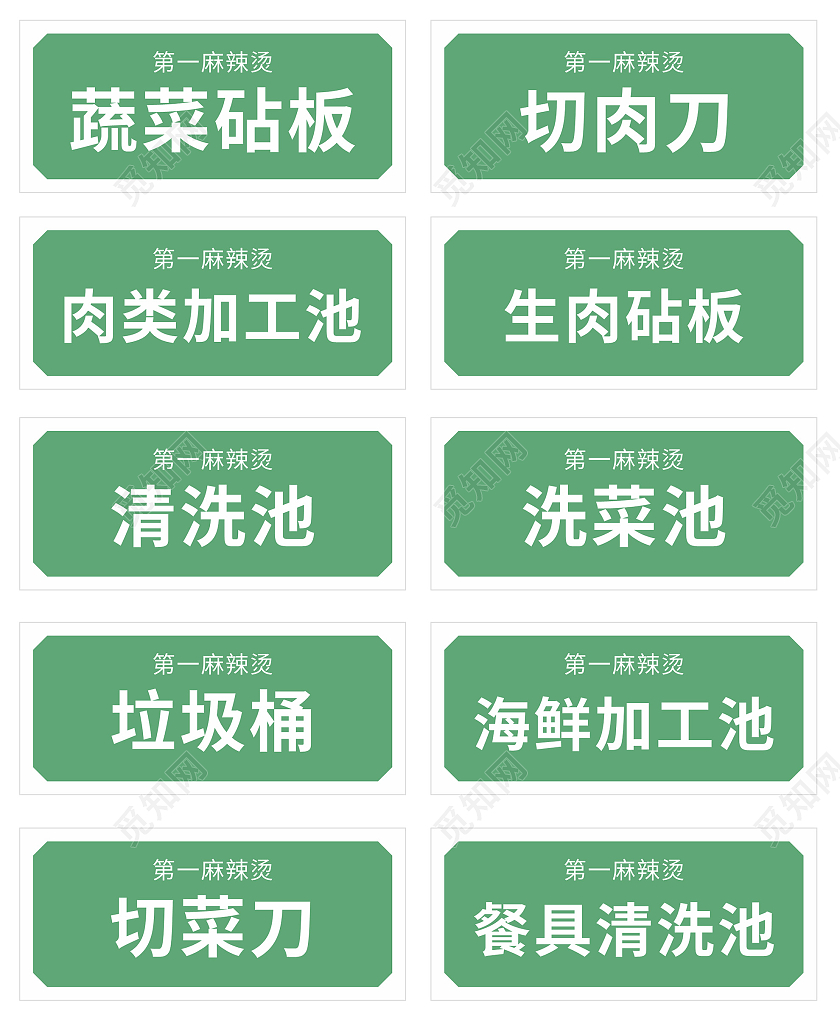绿色简约传统厨房标识标识牌厨房提示牌