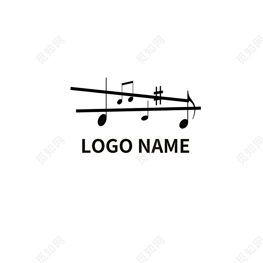 白色背景黑色标志logoname简约有趣logo设计