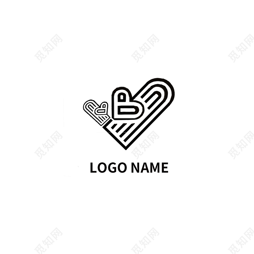 白色黑色简约风情人节logo标志设计logo设计