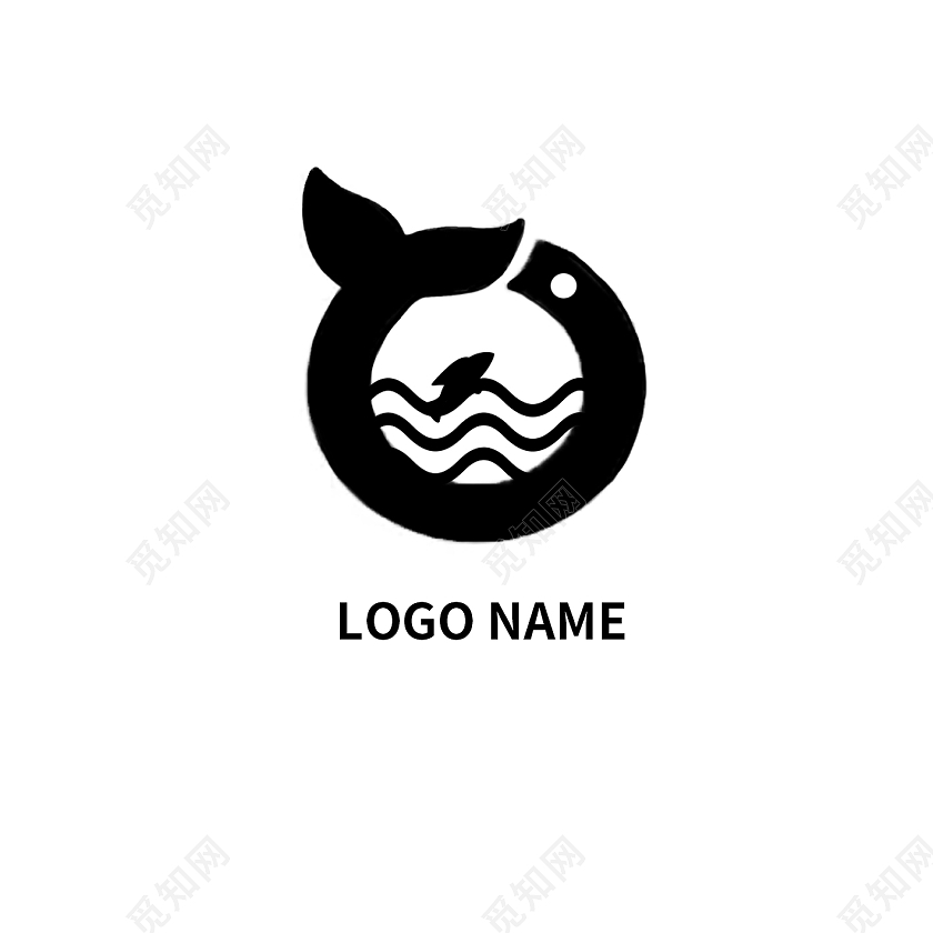 白色背景黑色标志logoname简约可爱logo设计