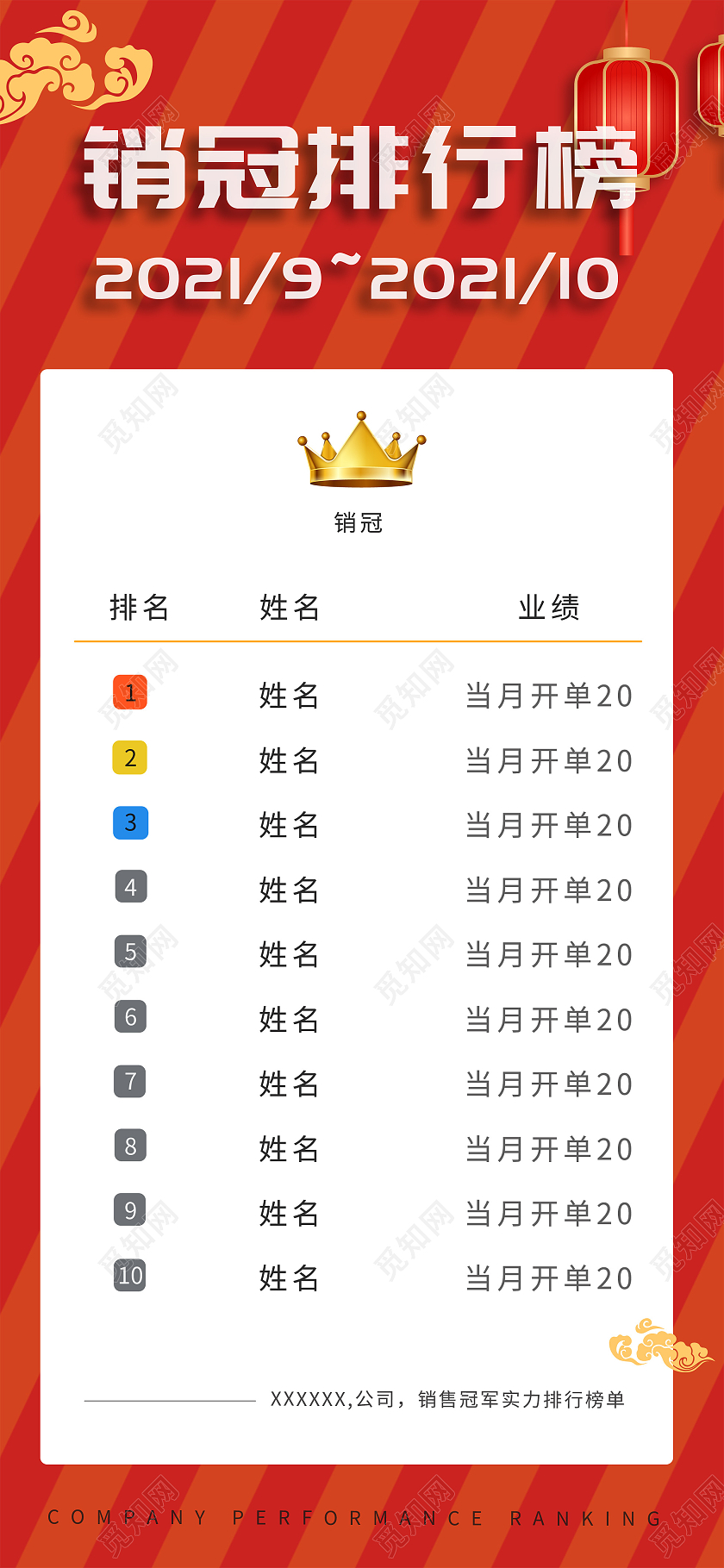 红色简约销冠排行榜UI手机海报销售排行榜手机海报