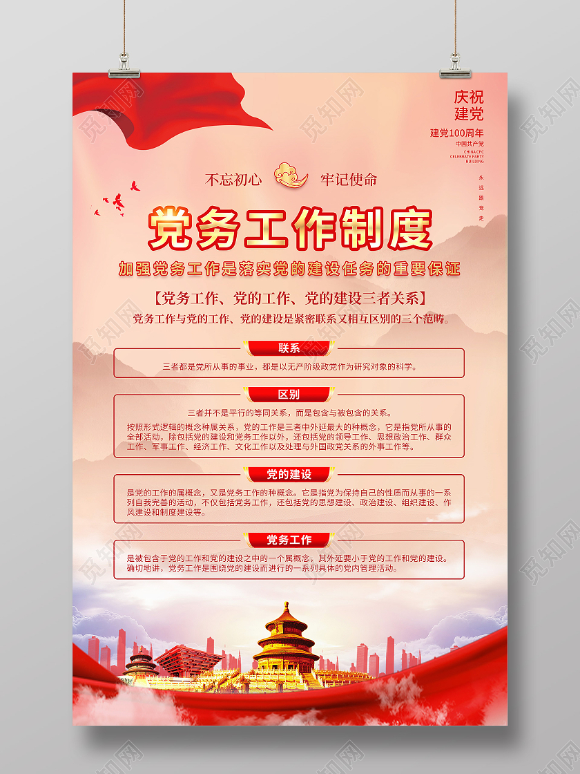 红色大气简约党支部工作挂图国庆