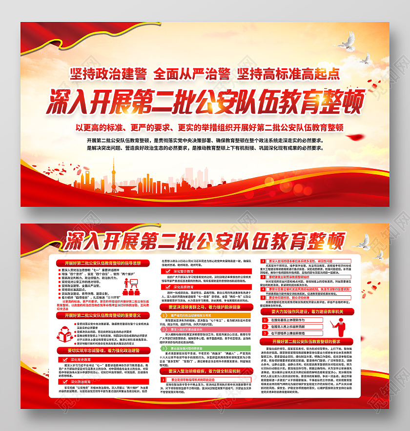 黄色风格政法队伍教育整顿宣传栏第二批政法队伍教育整顿宣传栏