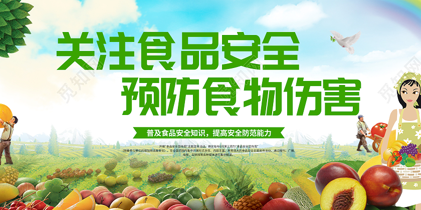 蓝色卡通关注食品安全展板食品安全食品安全