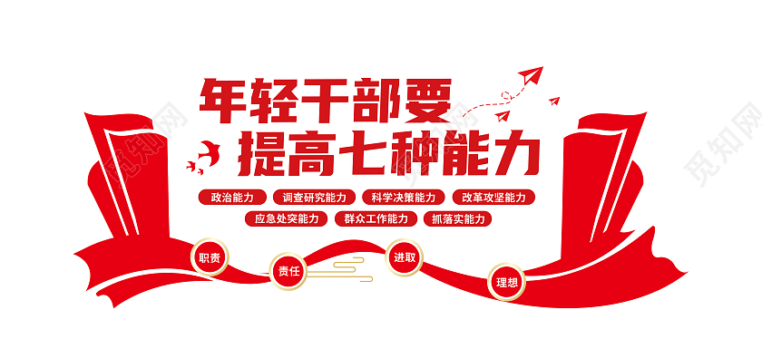 创意中青年干部中青年干部要提高七种能力文化墙中青年干部文化墙