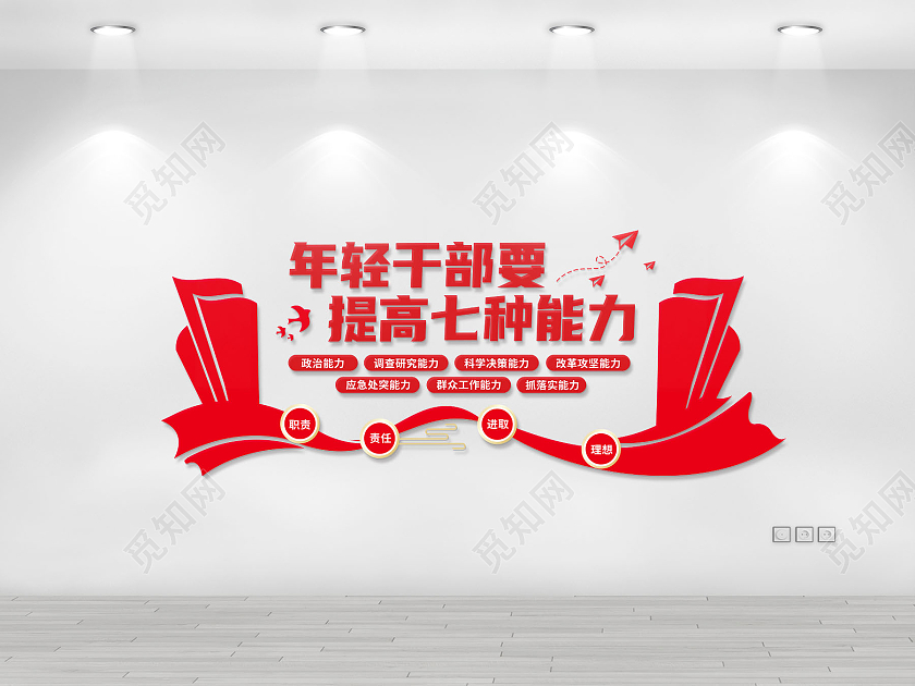 创意中青年干部中青年干部要提高七种能力文化墙中青年干部文化墙