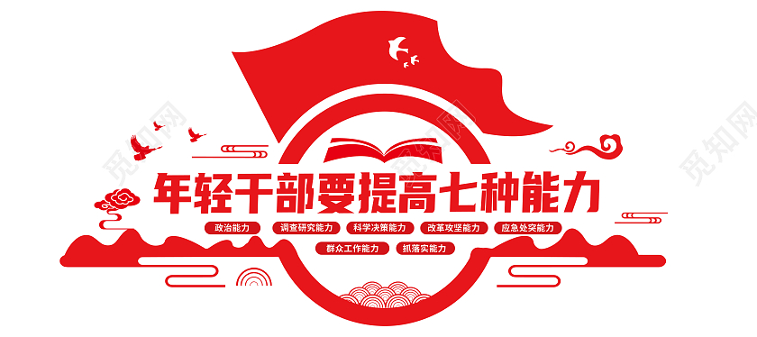 创意中青年干部中青年干部要提高七种能力文化墙中青年干部文化墙