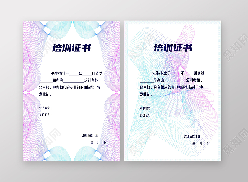 蓝色科技感专业知识技能培训证书