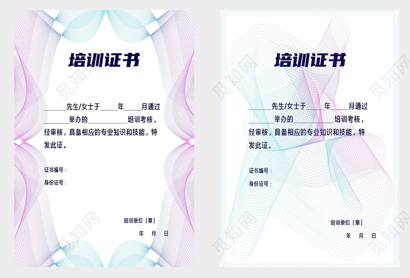 蓝色科技感专业知识技能培训证书