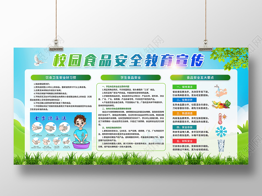 绿色简约校园食品安全教育宣传栏食品安全宣传栏