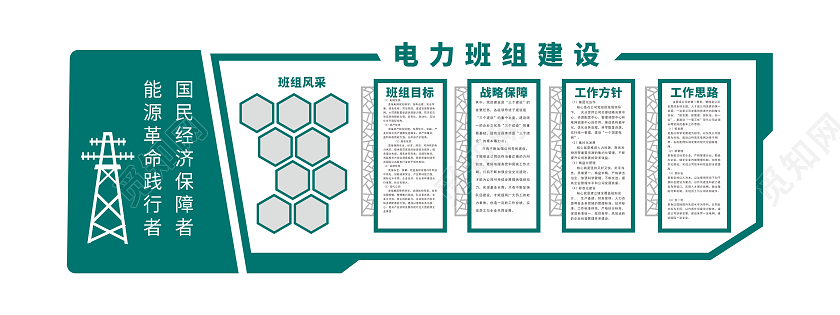 简约大气绿色电力班组制度文化墙电力班组建设文化墙