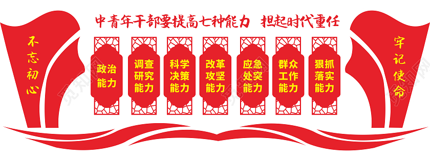 大气红色简约风格中青年干部文化墙