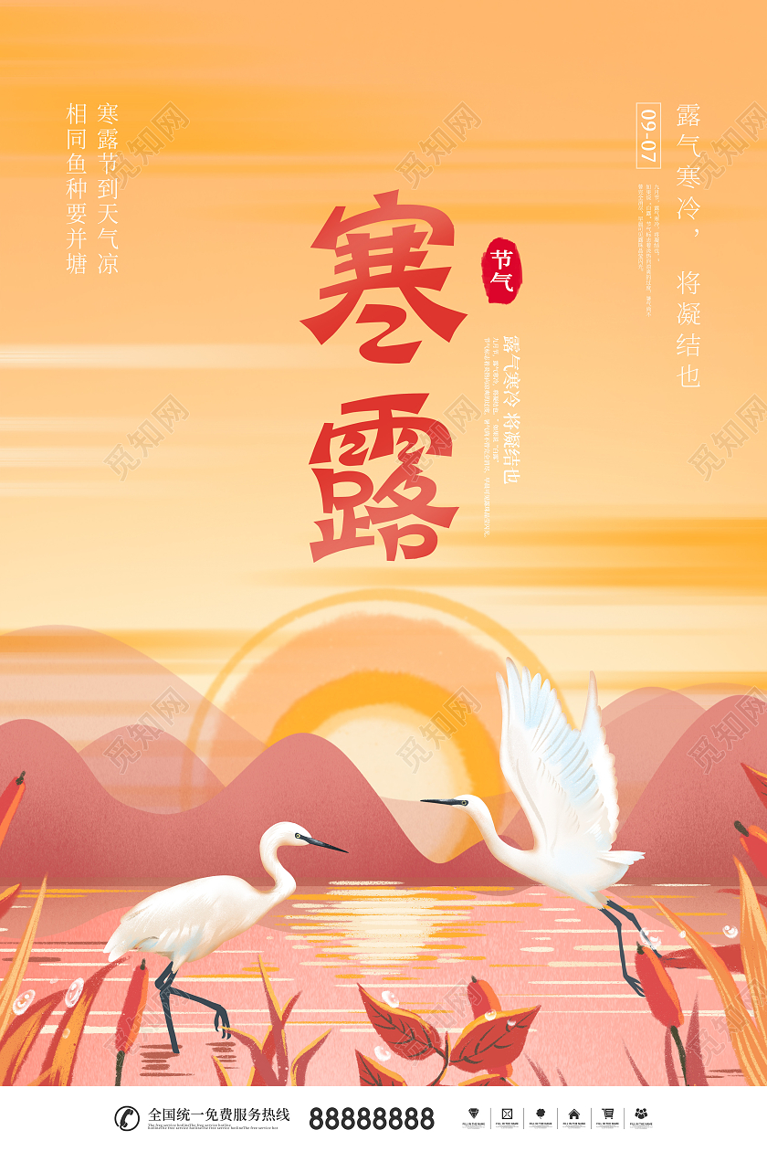 简约二十四节日寒露节日宣传海报