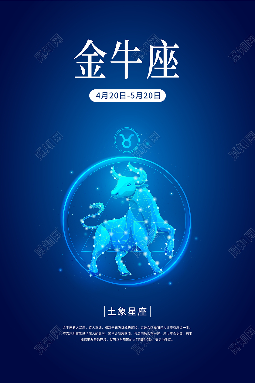 蓝色简约十二星座宣传海报十二星座