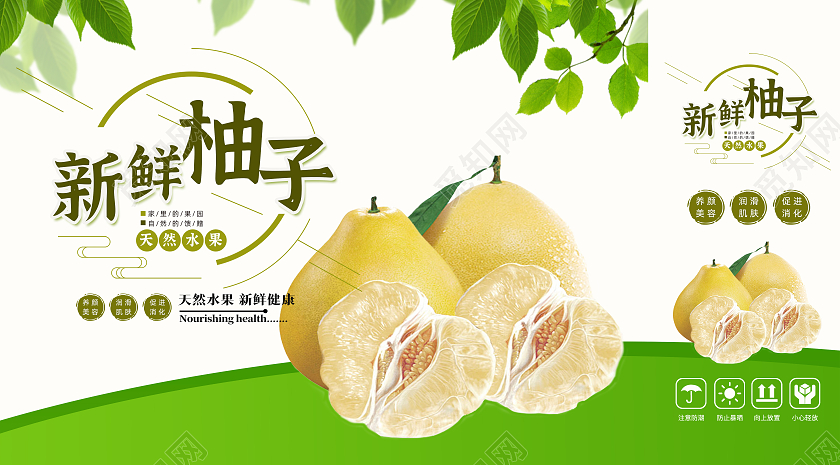 绿色简约柚子包装礼盒水果柚子包装礼盒