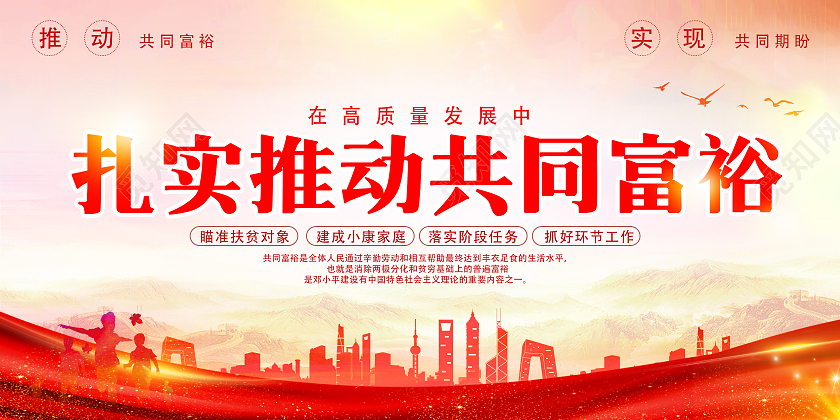红色高质量扎实推动共同富裕宣传海报