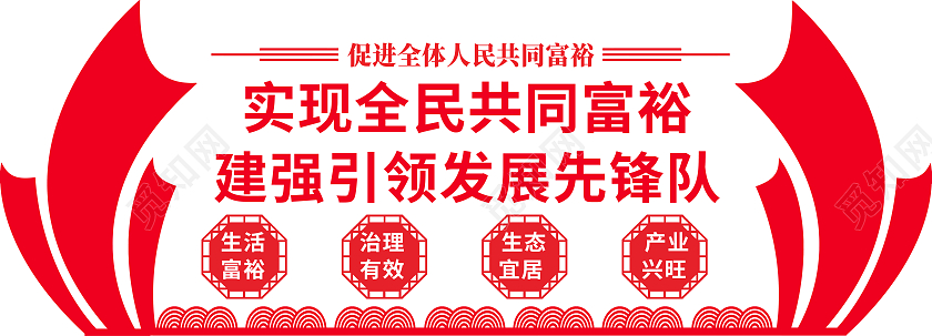 红色实现全民共同富裕建强引领发展先锋队共同富裕文化墙