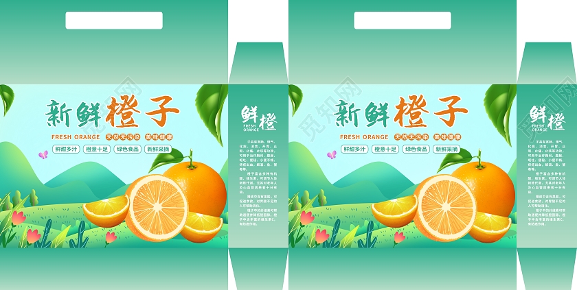 橙色简约风格橙子包装橙子礼盒包装水果橙子包装