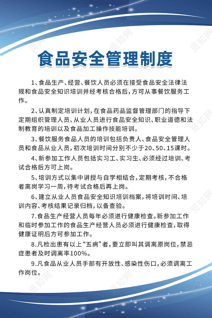 蓝色商务食品安全管理制度通用管理制度