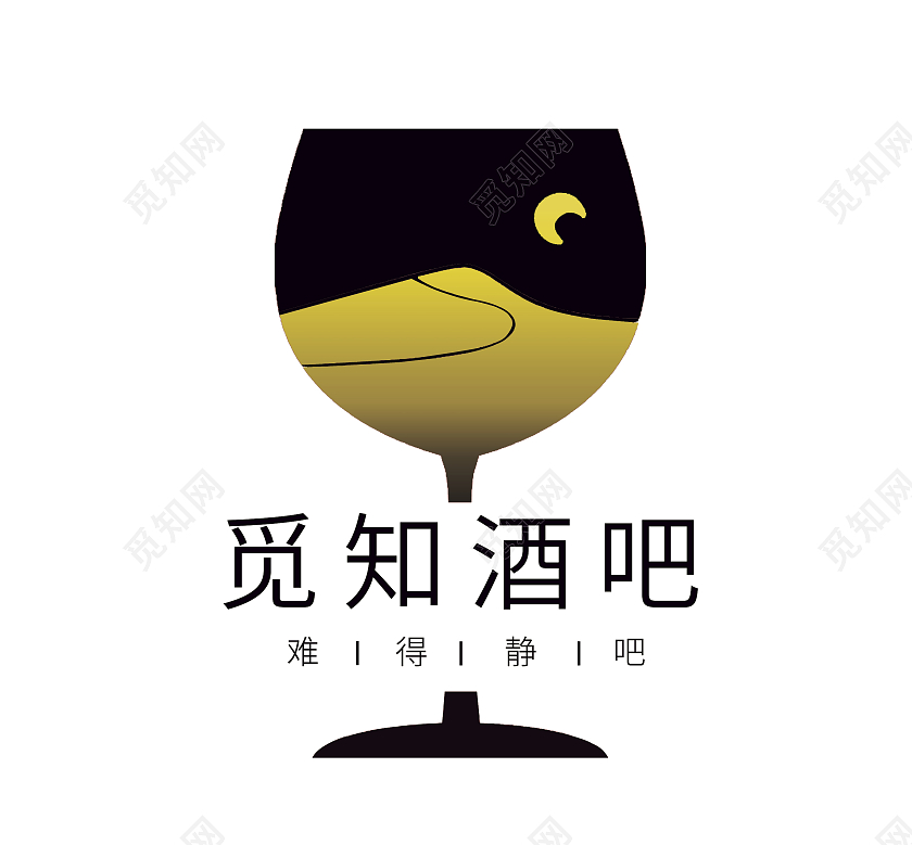 黑白剪影几何图形文案排版酒吧静吧酒吧logo