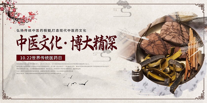 简约大气中医文化博大精深世界传统医药日宣传