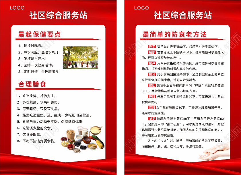 红色简约大气社区综合服务站制度牌模板社区制度