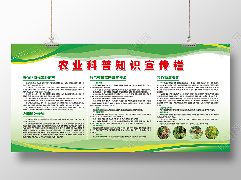 绿色线条农业科普知识农业宣传小知识宣传栏农业宣传展板