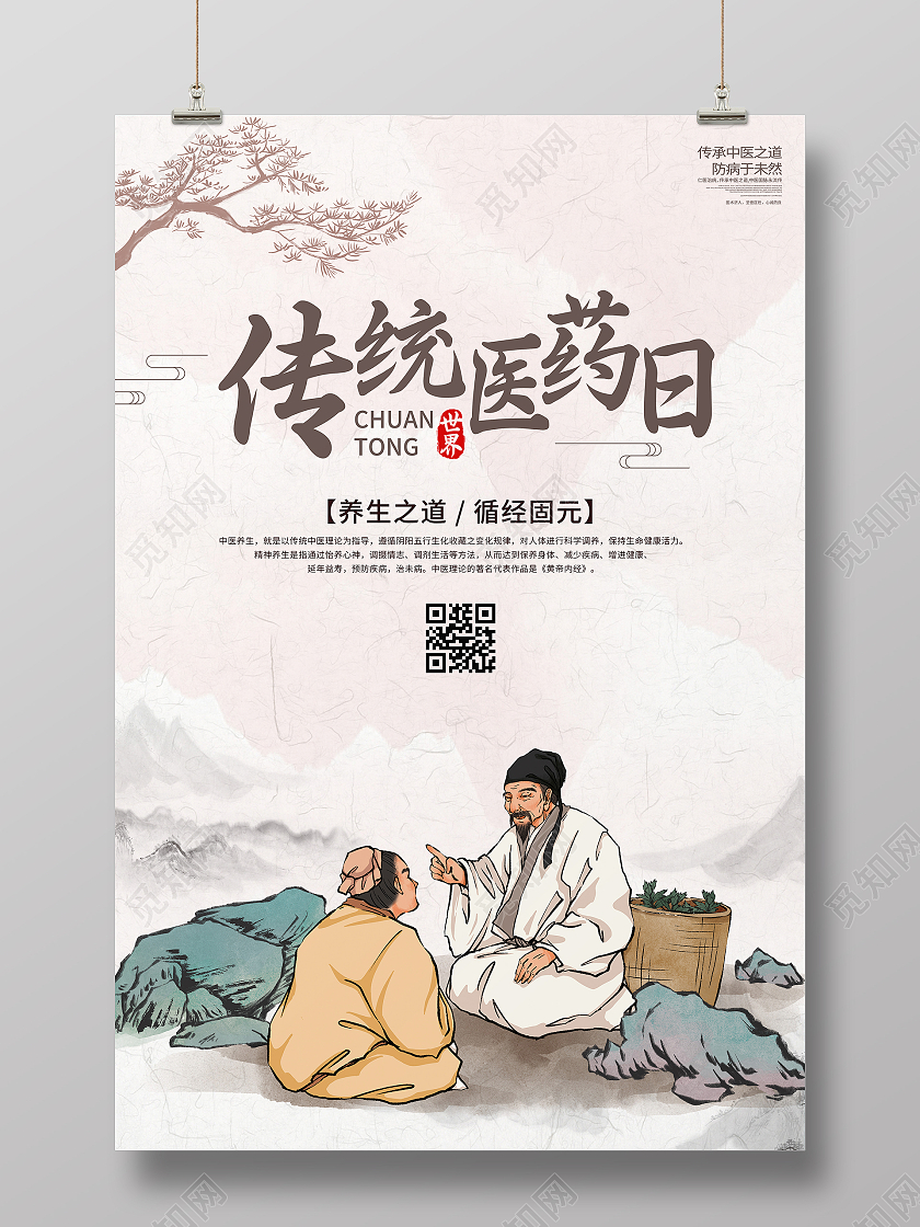 棕色中国世界传统医药日医药类宣传海报