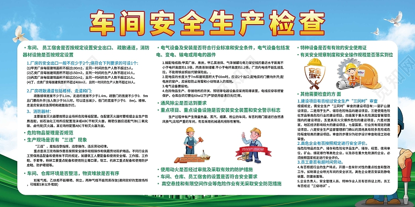 蓝色车间安全生产检查是否按规定设置宣传栏车间宣传栏