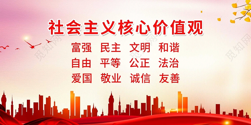 红色大气社会之一核心价值观宣传活动展板价值观展板