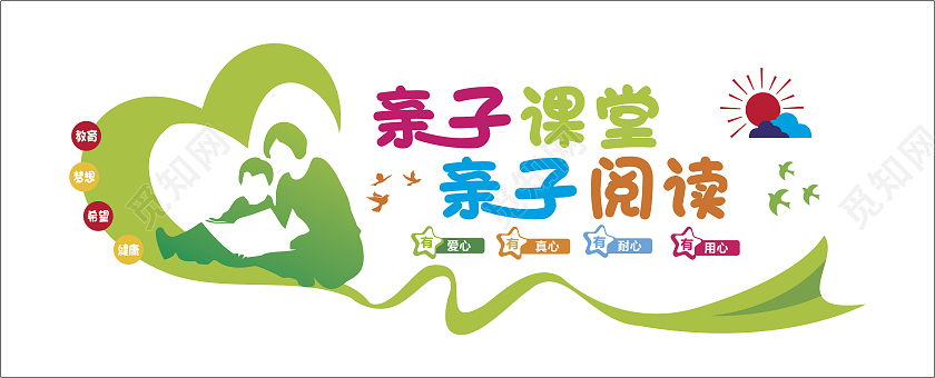 绿色简约大气文化墙新子课堂亲子阅读亲子文化墙亲子教育亲子教育亲子教育寓教于乐