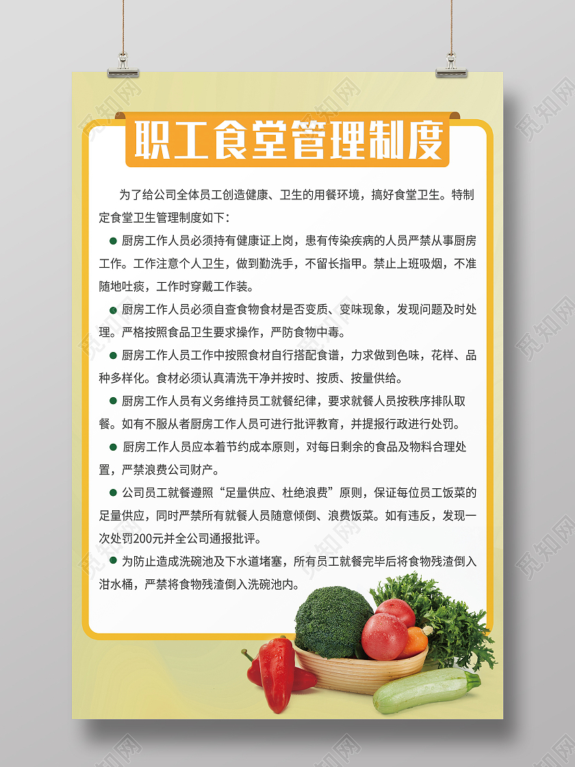 海报职工食堂管理制度宣传海报