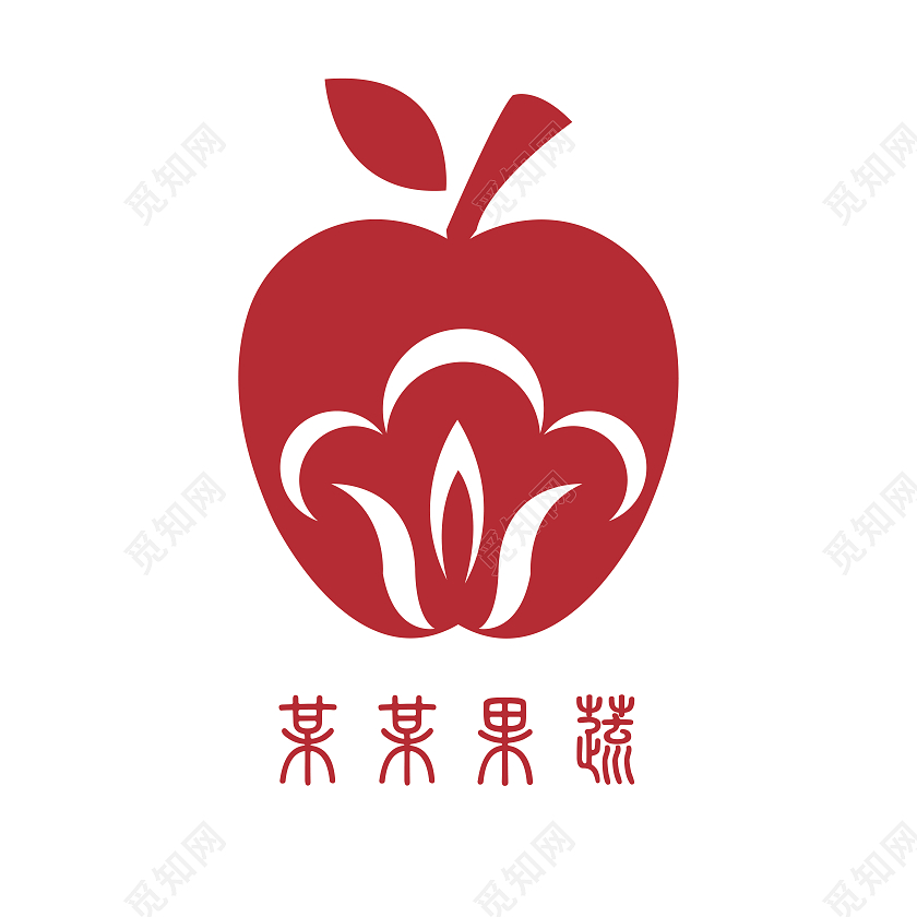 红色白色插画风果蔬店logo设计标志食品logo