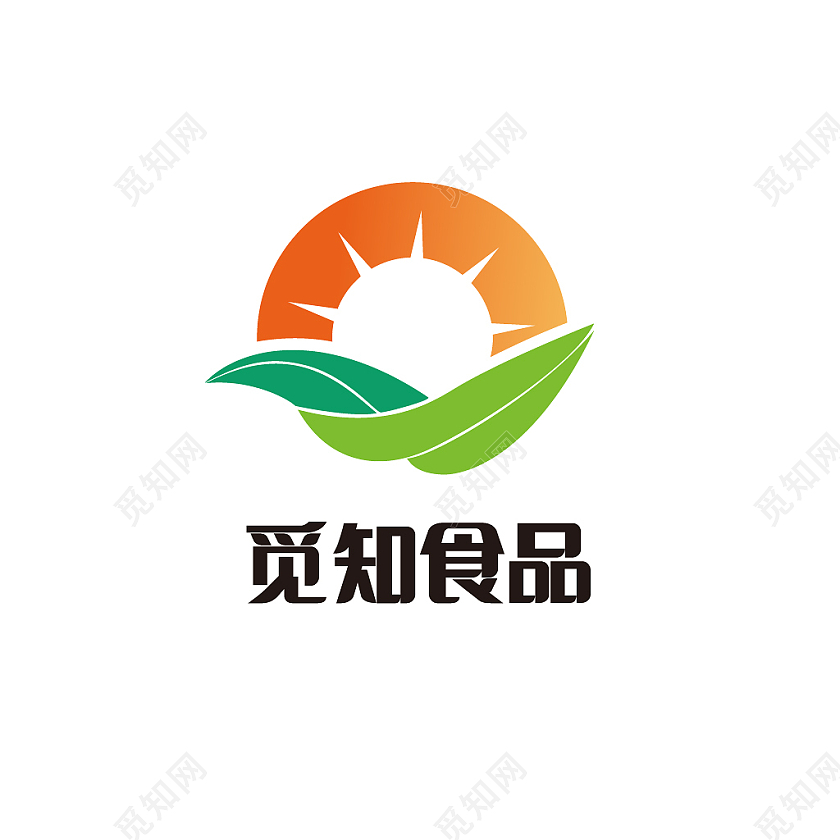 健康绿色橙色阳光谷物营养标志logo食品logo