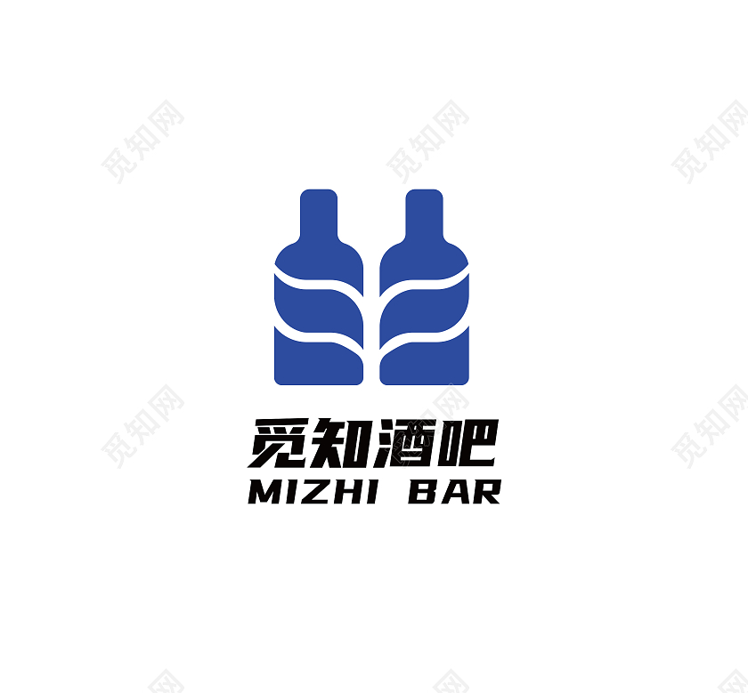 蓝色中式中国风酒吧logologo