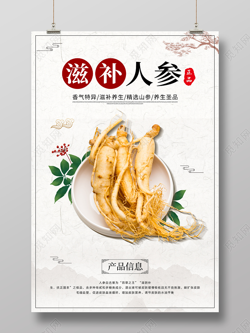 保健品滋补人参海报参中之最宣传海报
