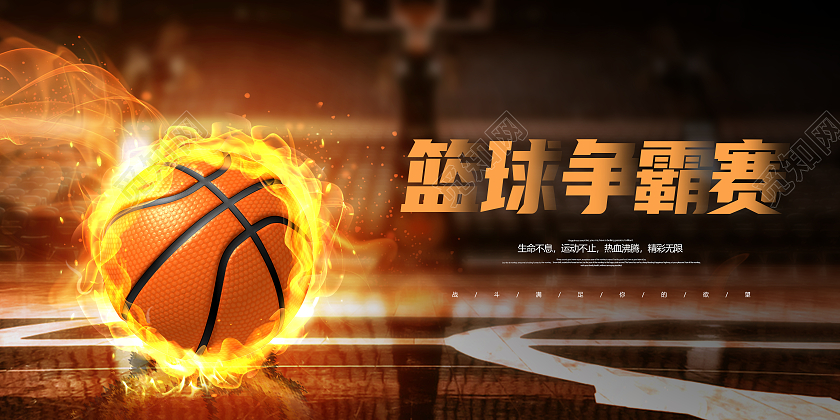 黄色简约大气创意篮球争霸赛篮球比赛宣传展板