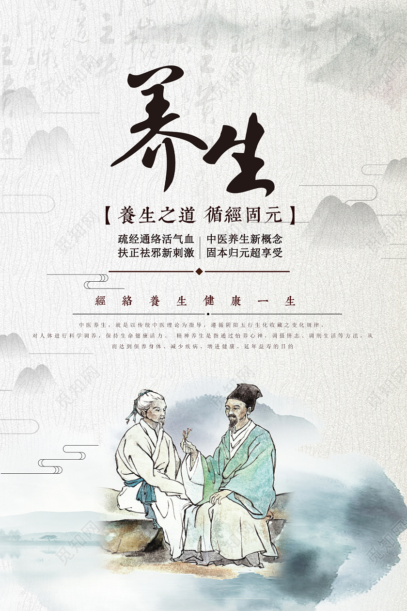 白色简约时尚大气中医养生健康海报中医养生海报
