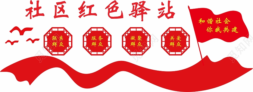 社区文明和谐共建社会文化墙社区服务驿站社区治理