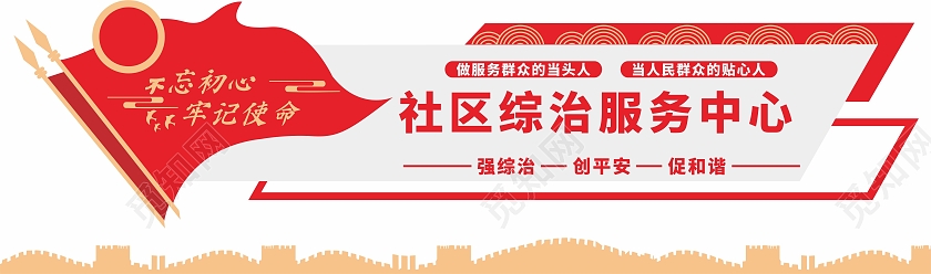 红色简约大气社区综合服务中心社区治理文化墙