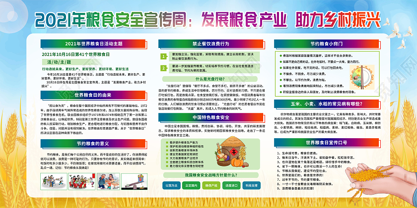 绿色简约版2021年世界粮食日宣传栏
