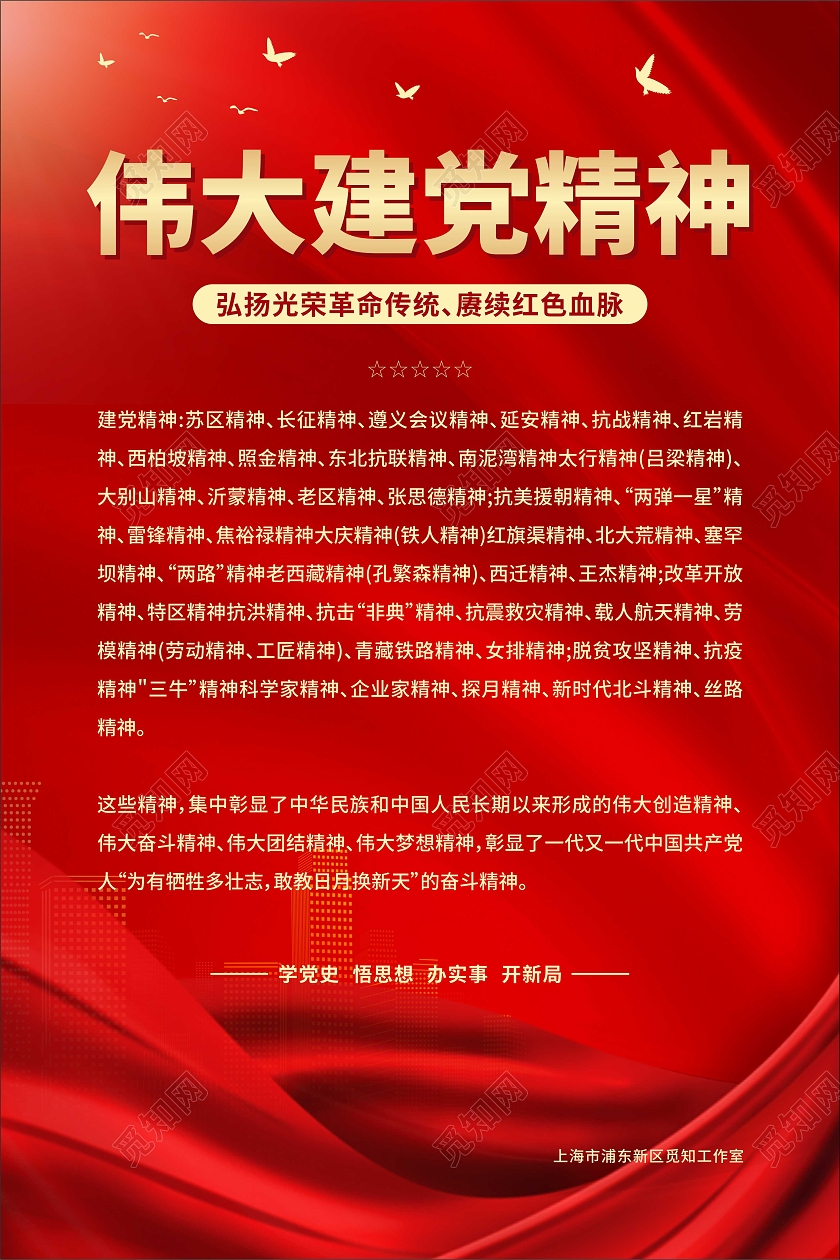 红色简约第一批伟大建党精神海报宣传图