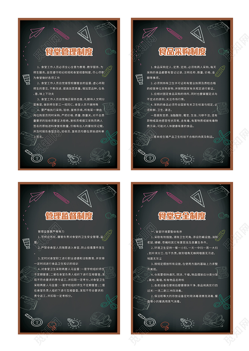 食堂工作管理制度食品采购验收制度模板设计食堂制度食堂管理制度