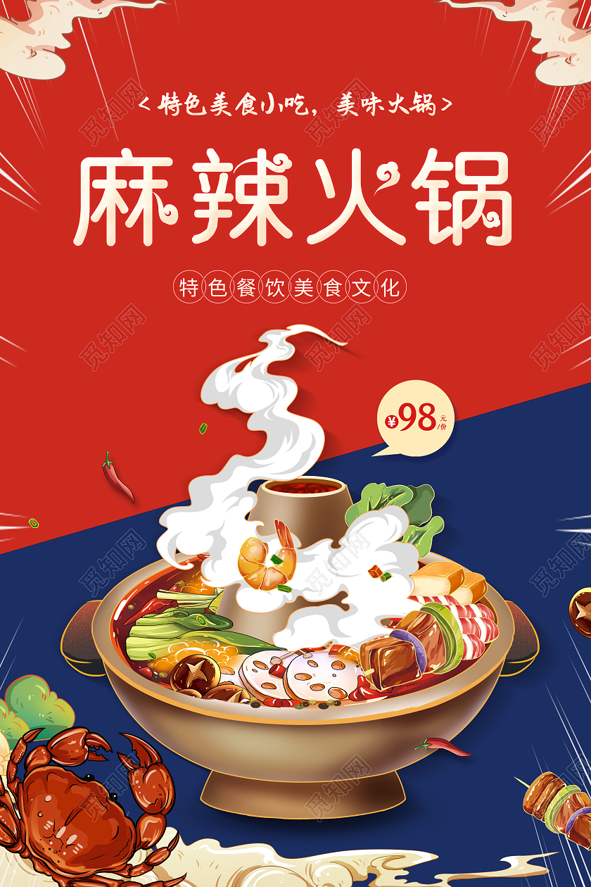红色麻辣火锅火锅文化火锅美食海报