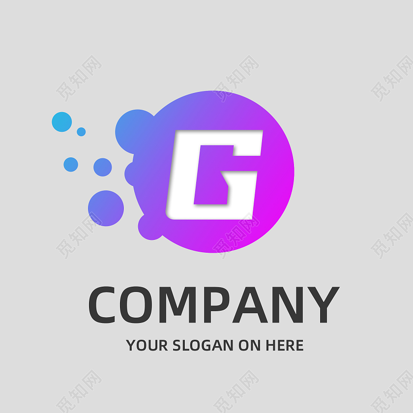 紫粉渐变简约字母G通用logo企业标志标识英文字母logo设计